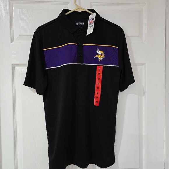 Minnesota Vikings Men's NFL Team Apparel Short Sleeve Polo Shirt Black Sz M NWT - Picture 1 of 7
